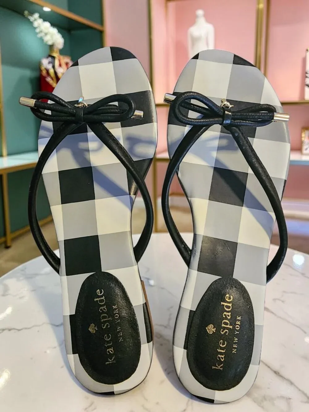 Kate Spade New York Checkered Bow Sandals – Size 6